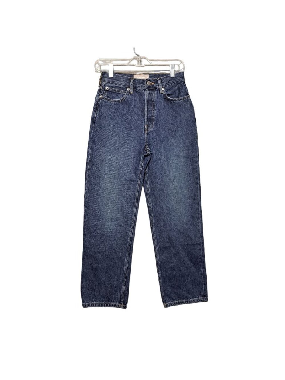 Everlane 24 Straight Leg Way High Jean Blue Dark Wash Organic Cotton 90s style